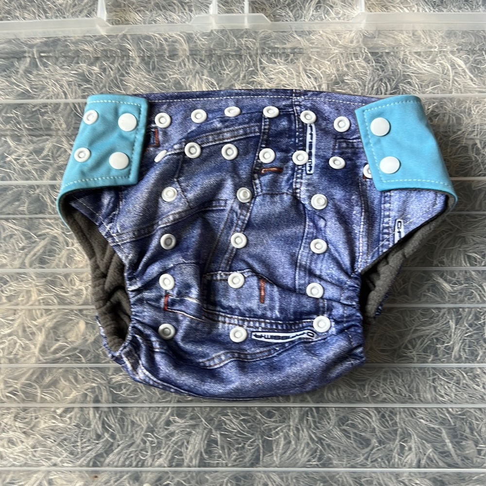 Jeans design reusable, washable diapers with inside pocket